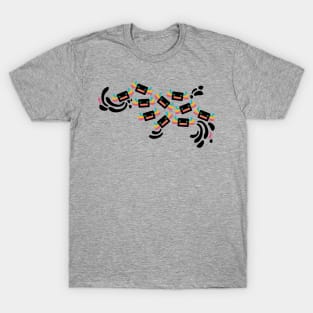 Cute Black and Rainbow Axolotls and Whirls T-Shirt